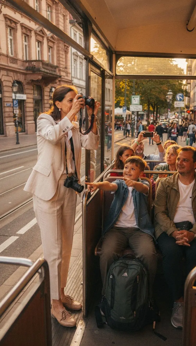 Eine belebte Straßenszene in München mit traditionellen Biergärten.